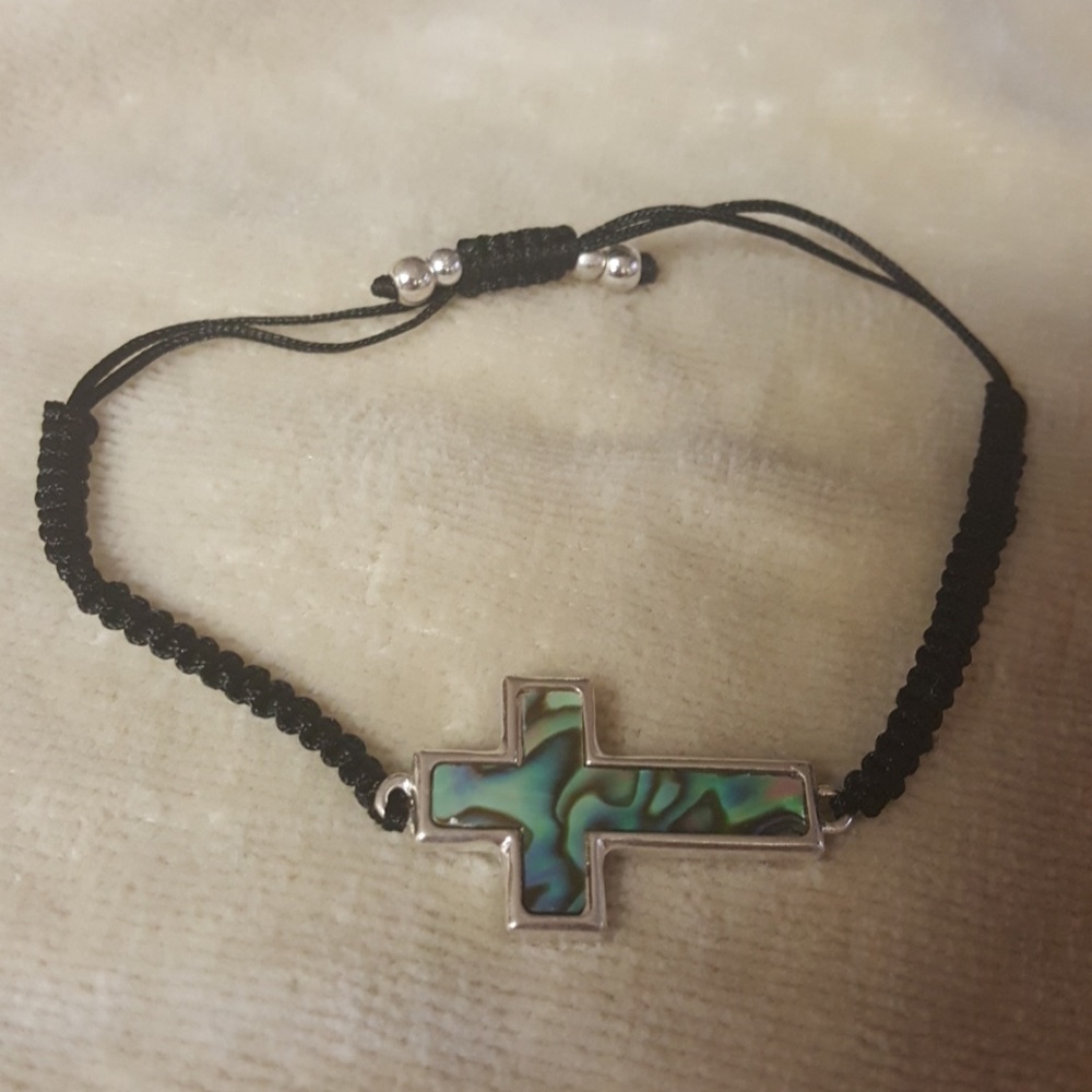 Faith based, cross, drawstring pull bracelet
